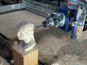 5 prime 5 axis CNC carving a bust
